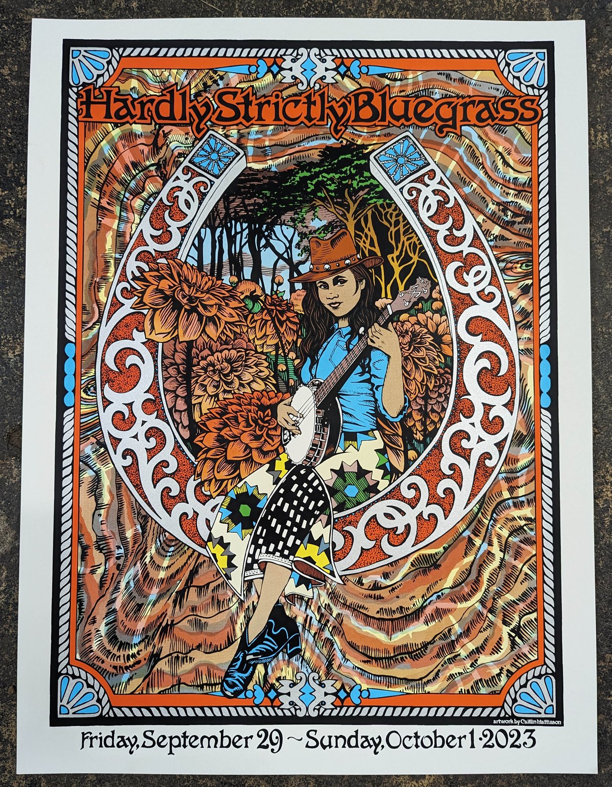 絵画 K.schottler キャサリーナスコットラー ポスターアート E136 Hardly Strictly Bluegrass 2023 Official poster- Artwork by Caitlin